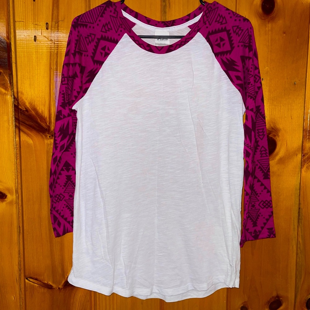 PINK long sleeve tribal print top